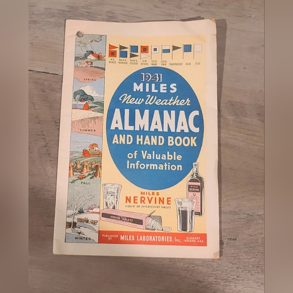 1941 Miles New Weather Almanac and Handbook of Valuable Information